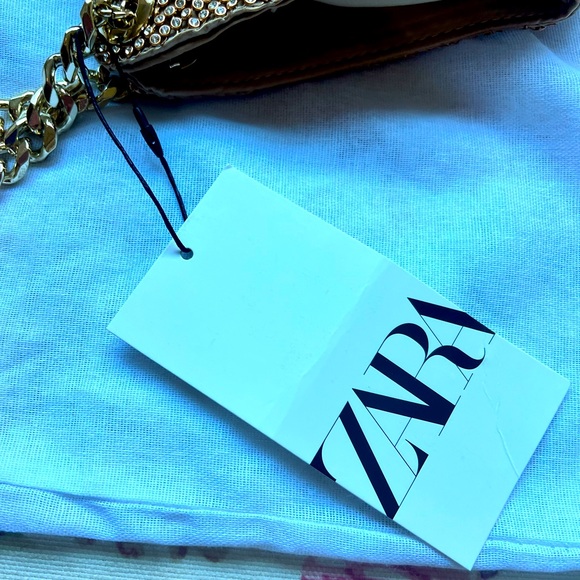 BNWT ZARA ✨ Crystal ✨ satchel in champagne 🍾 - Picture 5 of 5